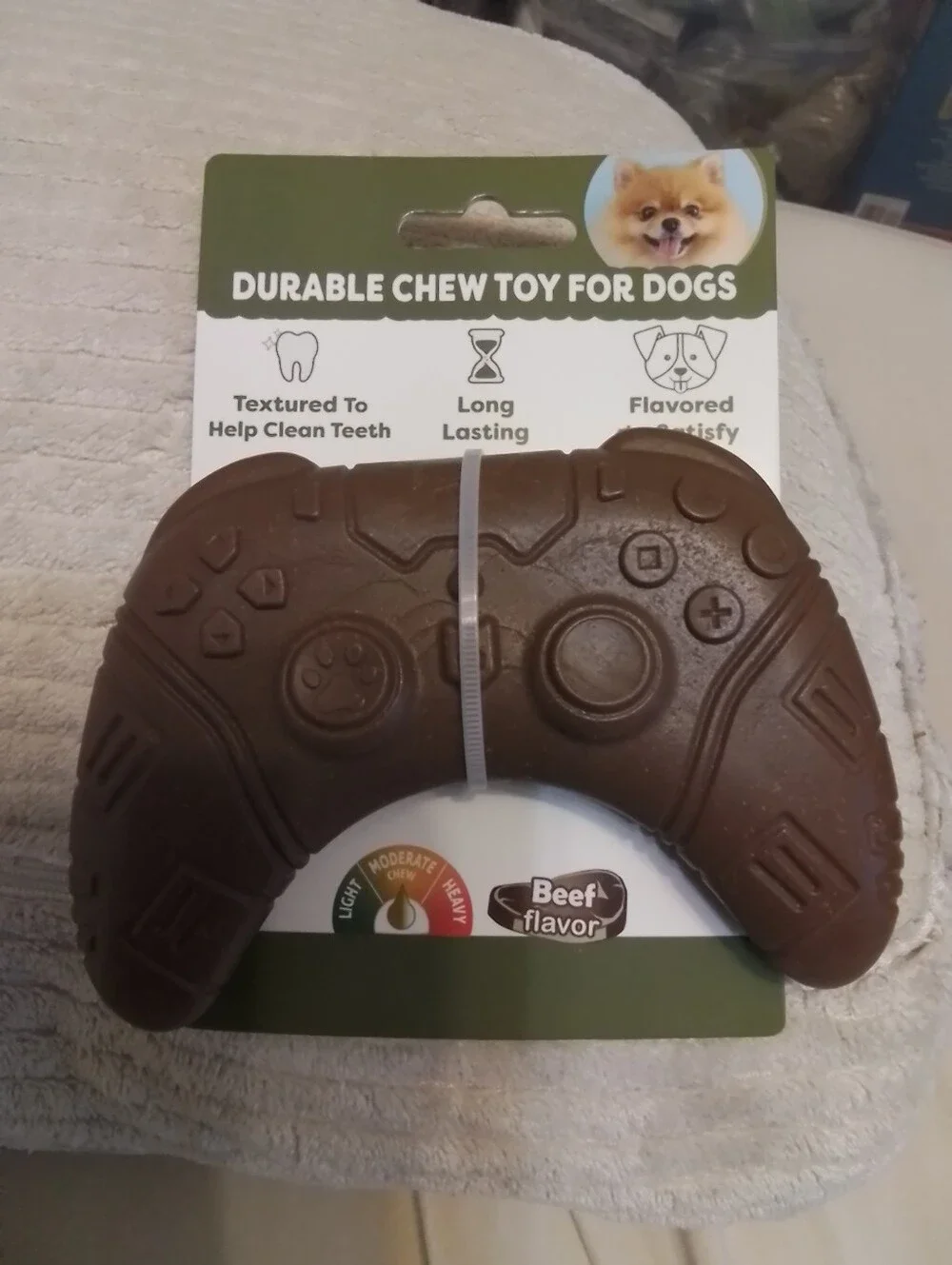 Durable Brown Dog Chew Toy - Beef Flavor